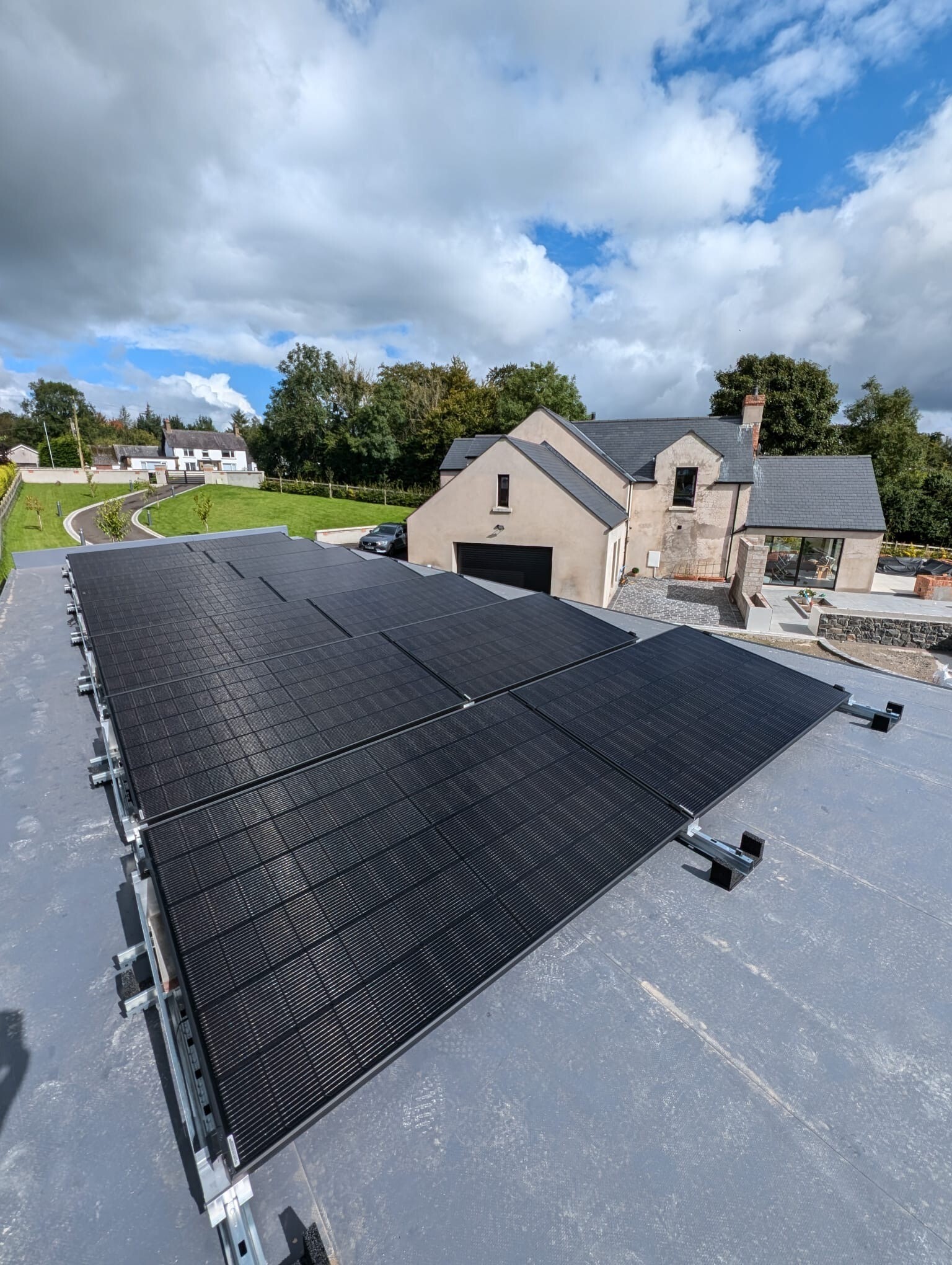 flat roof solar panel installation